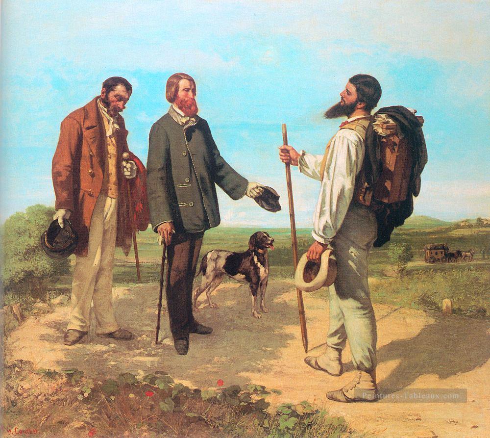 La réunion Bonjour Monsieur Courbet Réaliste réalisme peintre Gustave Courbet Peintures à l'huile